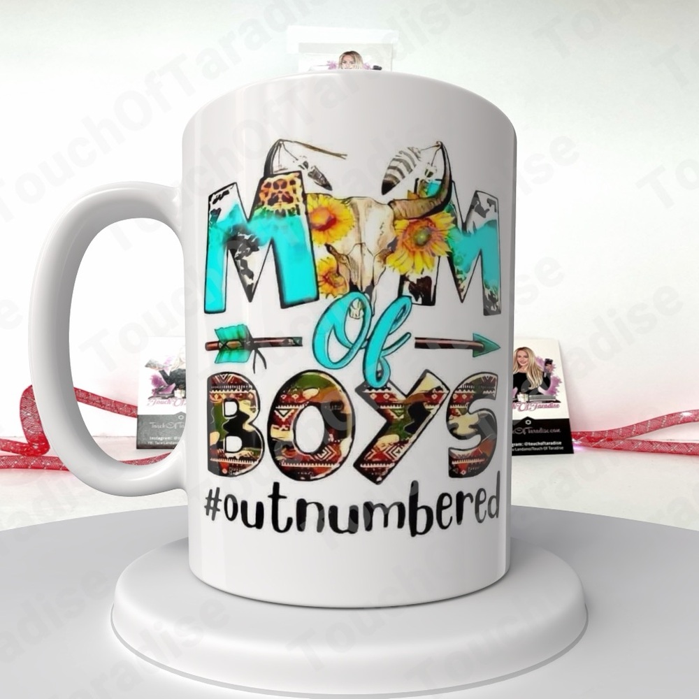 White 'Mom of Boys' Mug